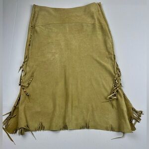 Nigel Preston & Knight Suede Skirt with Fringe & Beads